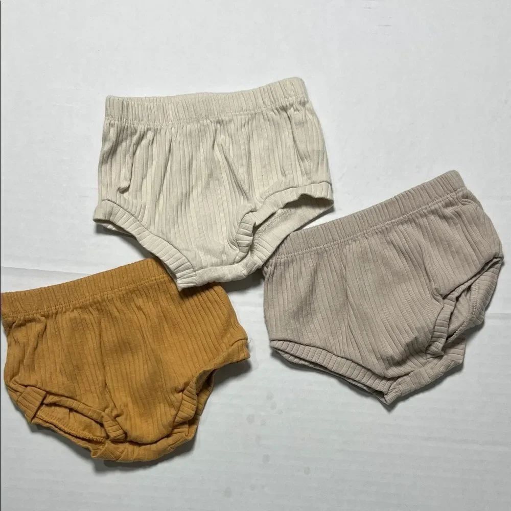 Cloud Island set of 3 Neutral cotton ribbed diaper covers size 0-3 months NWOT